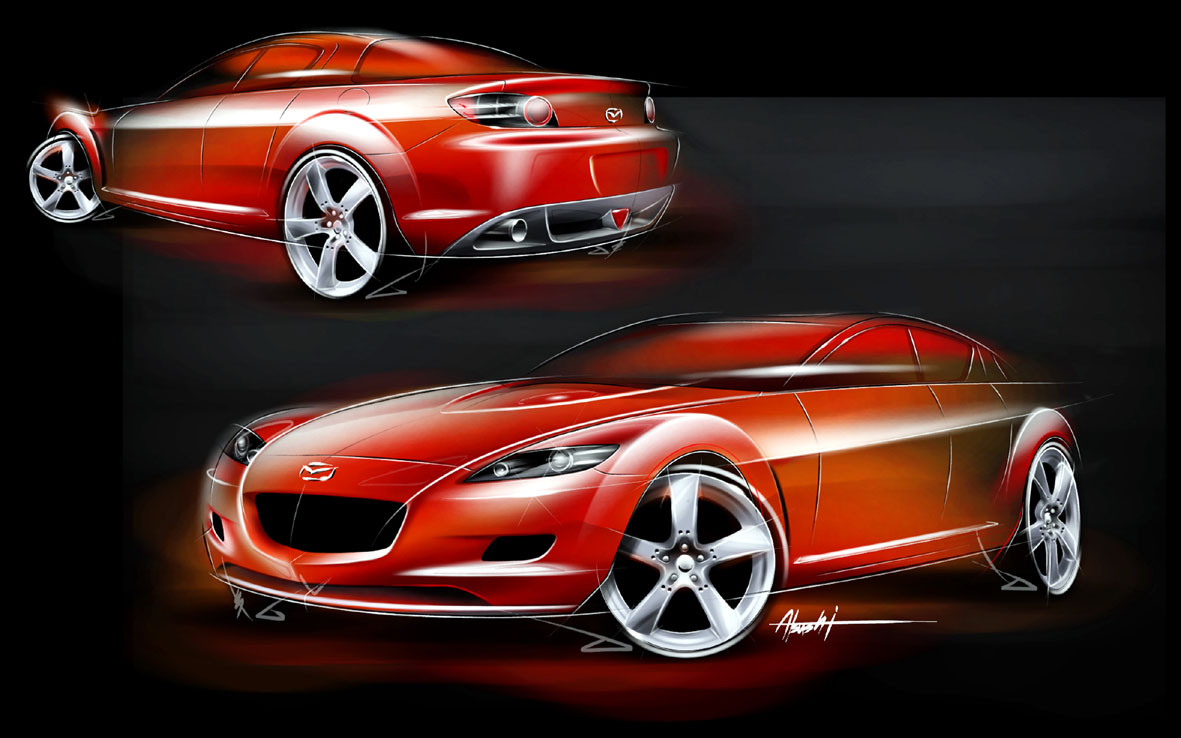 Mazda RX 8 Sketch Η οικογένεια που σχεδίασε τα "διαμάντια" της Mazda