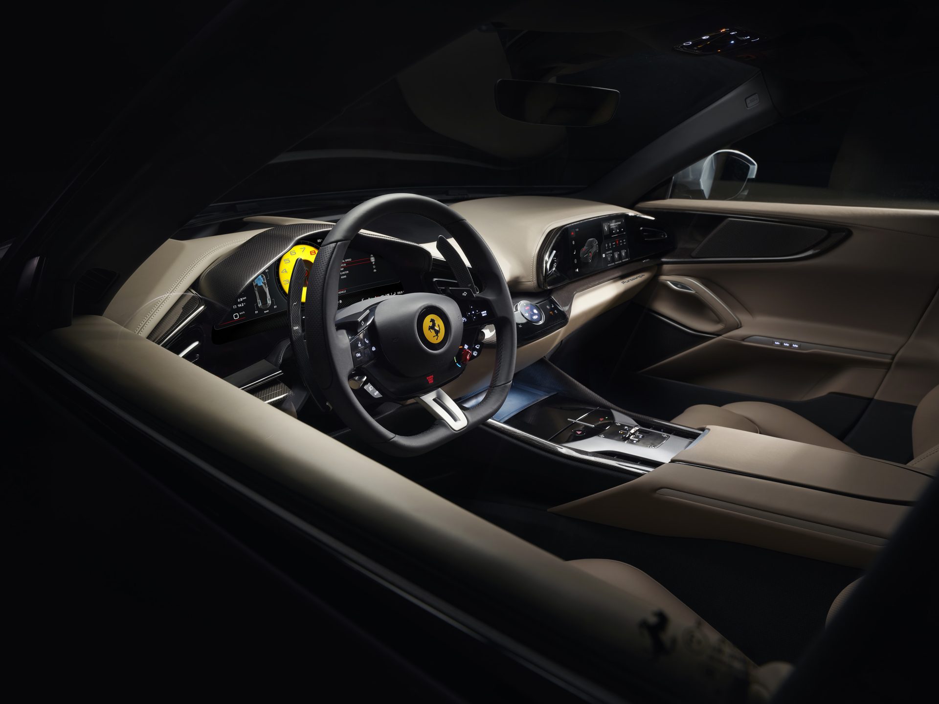15 Interior through drivers window HR A4 Ferrari Purosangue : V12, ατμοσφαιρική, με 725 ίππους