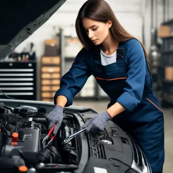 mechanic working on a cars air conditioning system Πώς να συντηρήσετε το κλιματιστικό του οχήματός σας πριν το καλοκαίρι