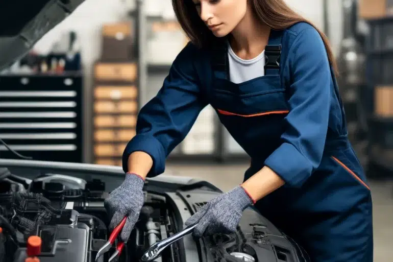 mechanic working on a cars air conditioning system Πώς να συντηρήσετε το κλιματιστικό του οχήματός σας πριν το καλοκαίρι