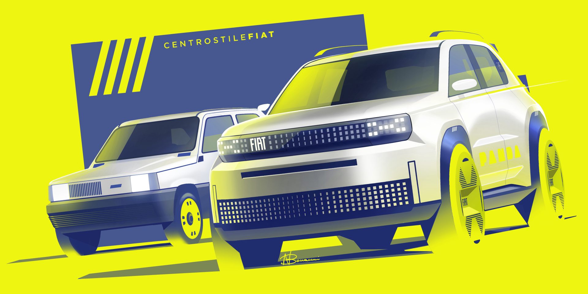 GrandePanda SketchesbyCentroStileFIAT 3 Grande Panda vs 80ties Panda